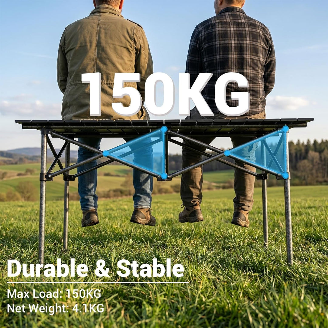 Campingtisch Faltbar 96x57cm, Klapptisch mit Aufrollbarer Tischplatte & Tragetasche, Klappbarer Mult
