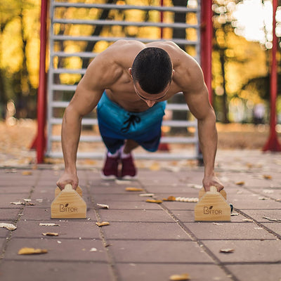 BRITOR Liegestützgriffe, liegestutzgriff holz Parallettes Gravity Fitness, Calisthenics Mini-Handpum