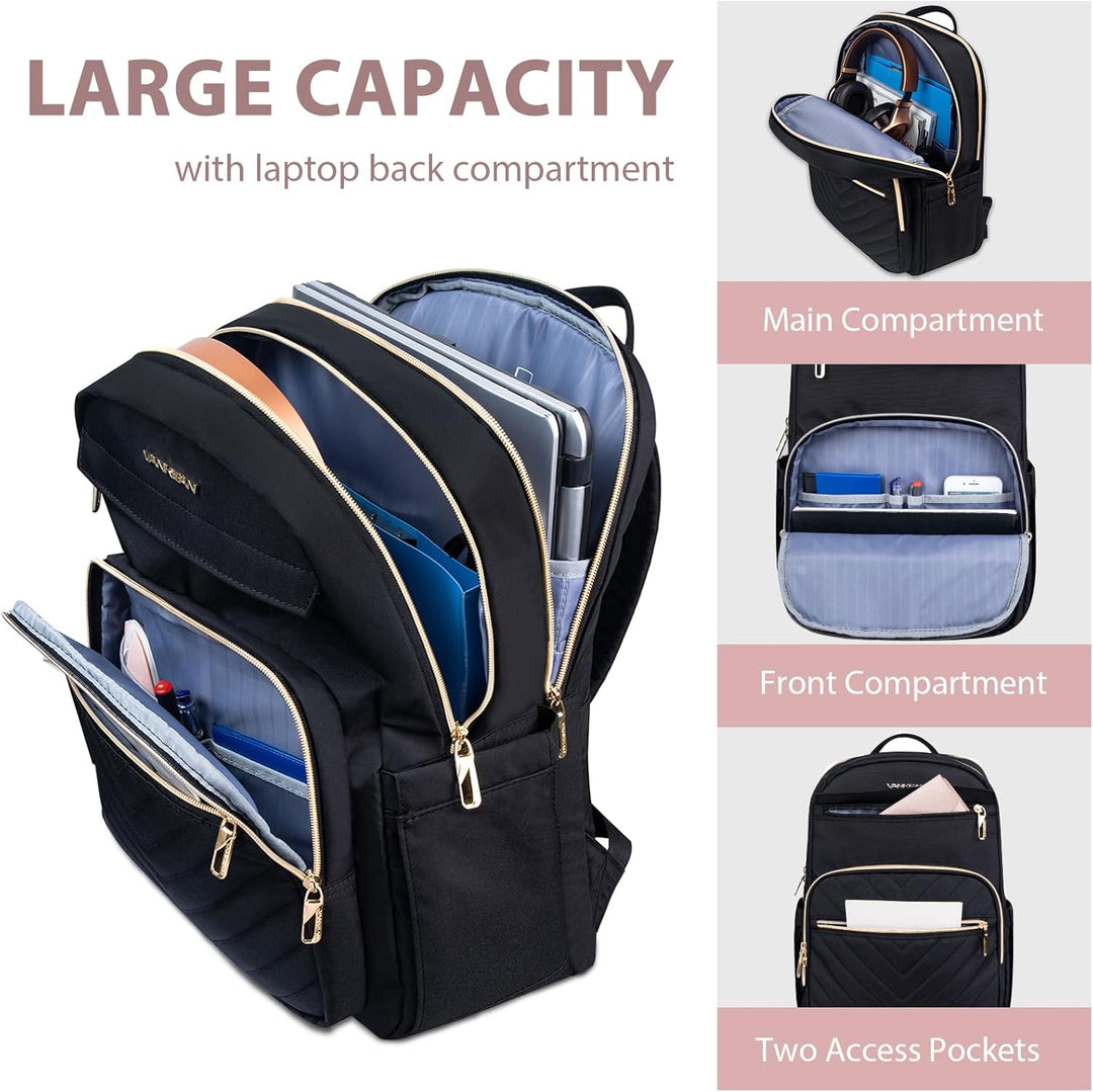 VANKEAN 17.3 Zoll Laptop Rucksack Damen, Schulrucksack wasserdicht Damen Herren Arbeitstasche mit US