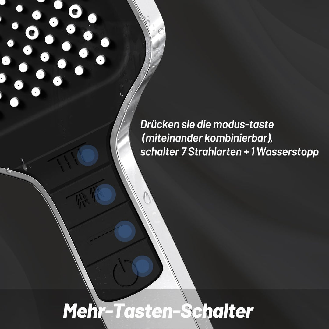 VEHHE Duschkopf mit Schlauch 1.5M, 7 Strahlarten Duschkopf Wassersparend, Duschkopf Regendusche mit