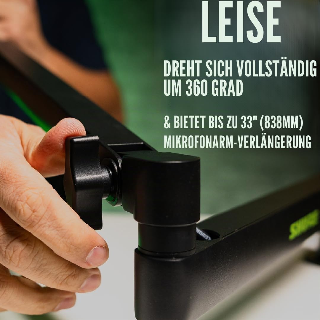 Shure by Gator Premium-Mikrofonständer mit flachem Profil für den Schreibtisch; vollständig verstell