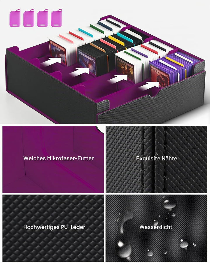 ZLCA Trading Card Storage Box, Commander Card Deck Case Holds 2400+ Cards, MTG Deck Box mit 4 Stopfe