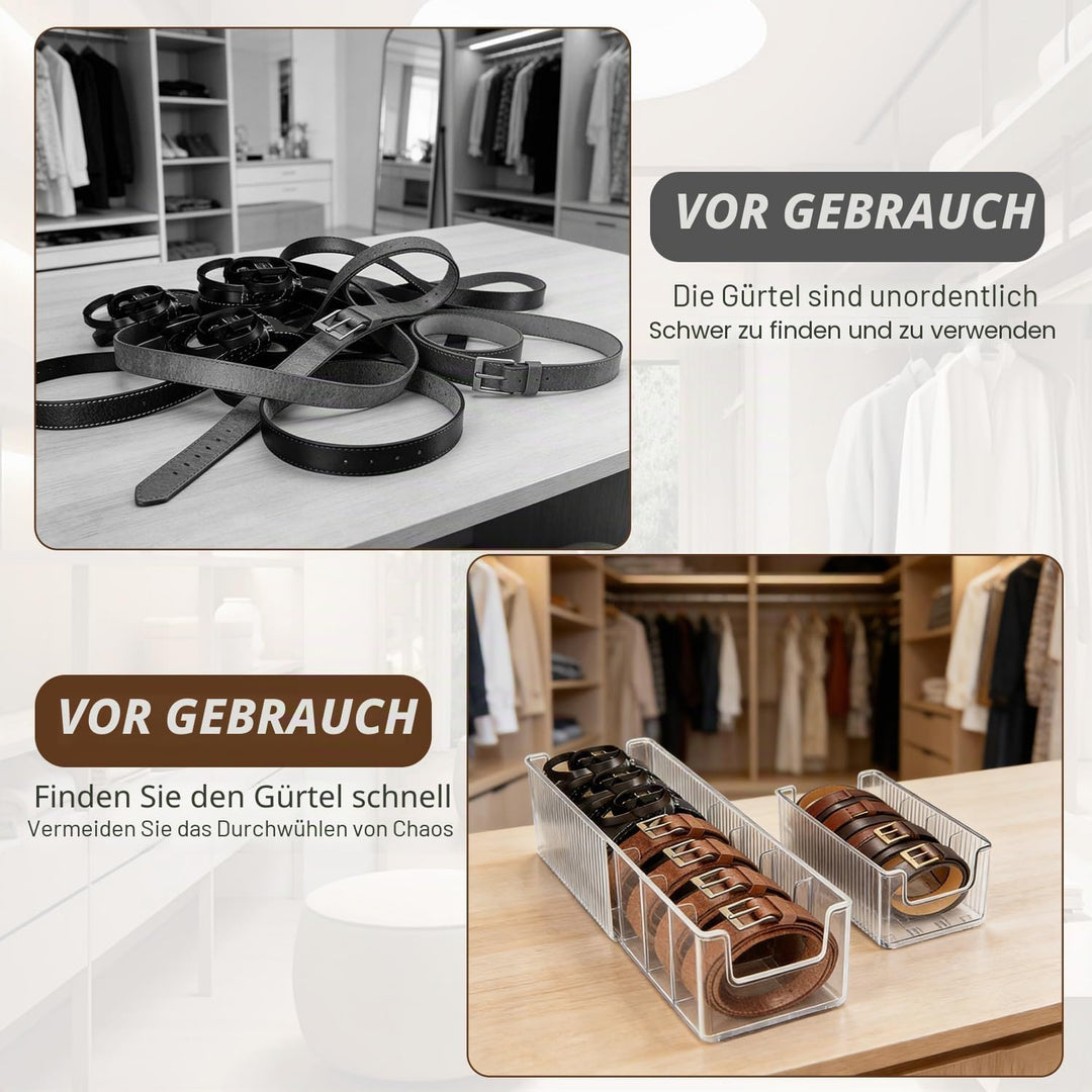 Gürtel Organizer Acryl Gürtel Aufbewahrung, Ausziehbarer Gürtelhalter Kleiderschrank, 7 Fächer Gürte