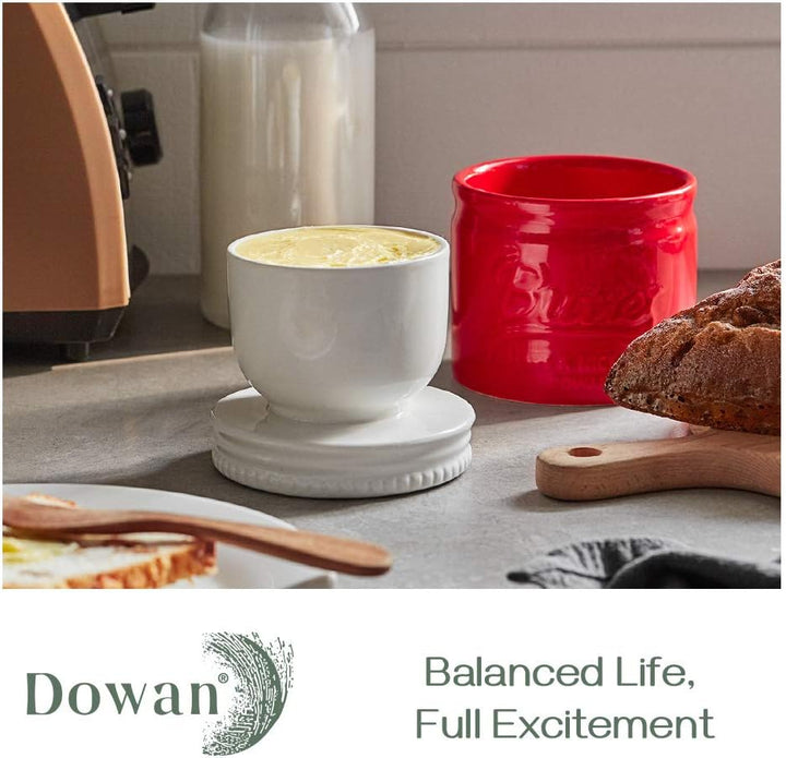 DOWAN Porzellan Butter Keeper Crock, Französische Butterdose mit Deckel, Porzellan-Buttertopf im Ein