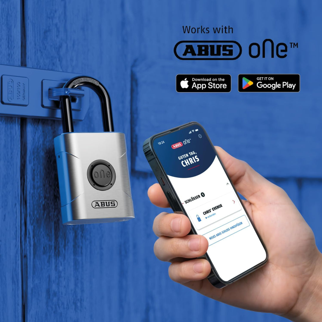 ABUS smartes Vorhängeschloss EVEROX One - schlüsselloses Öffnen auf Knopfdruck - wetterfestes Smart