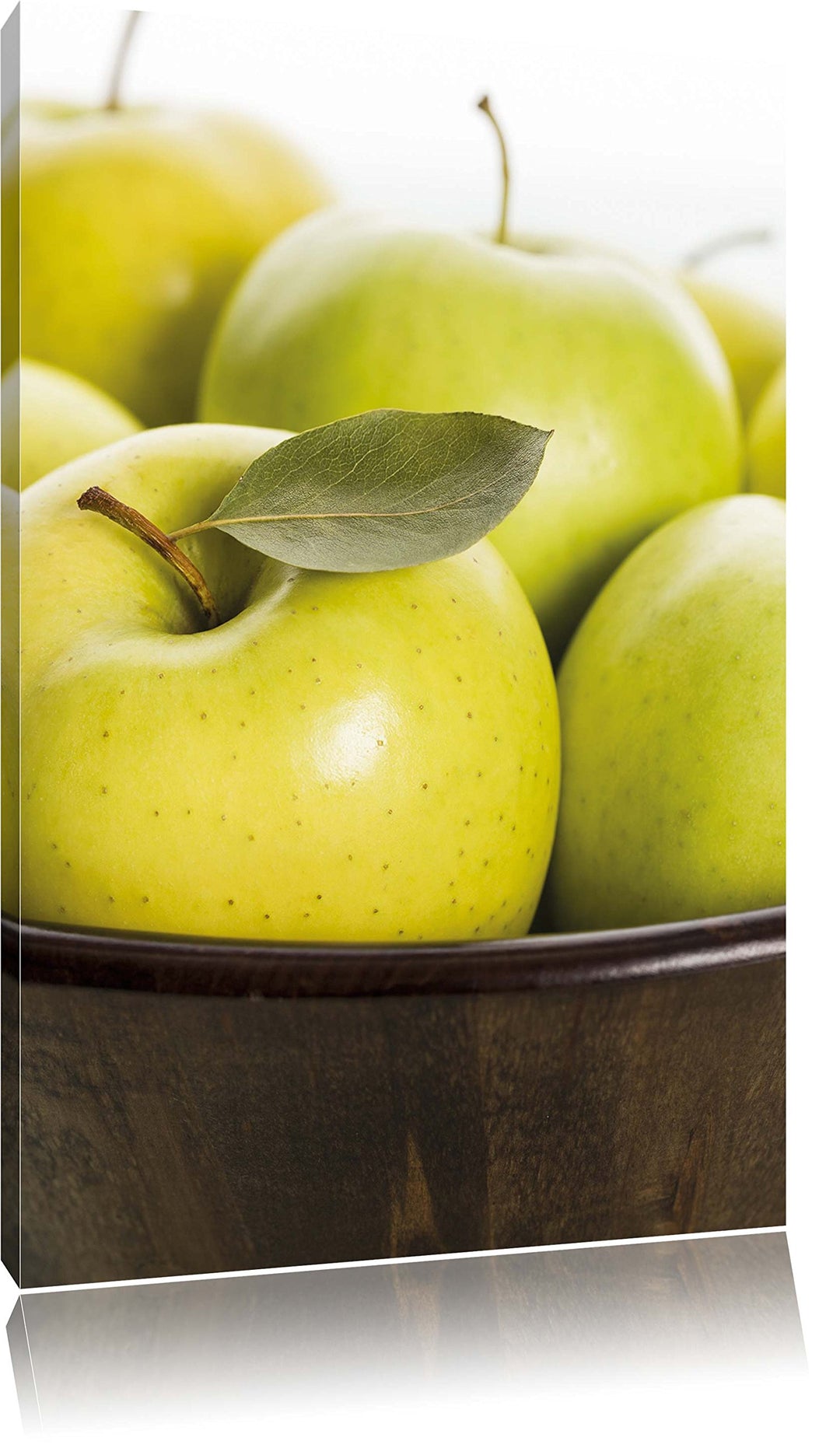 Pixxprint Apfel Schale mit grünen Äpfeln, Format: 100x70 auf Leinwand, riesige Bilder fertig gerahmt