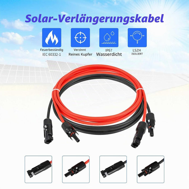 solarkable 6mm,Verlängerung 15M, Solarstecker Solarkabel Verlängerungskabel,pv Kabel 6mm2,IP67 Photo