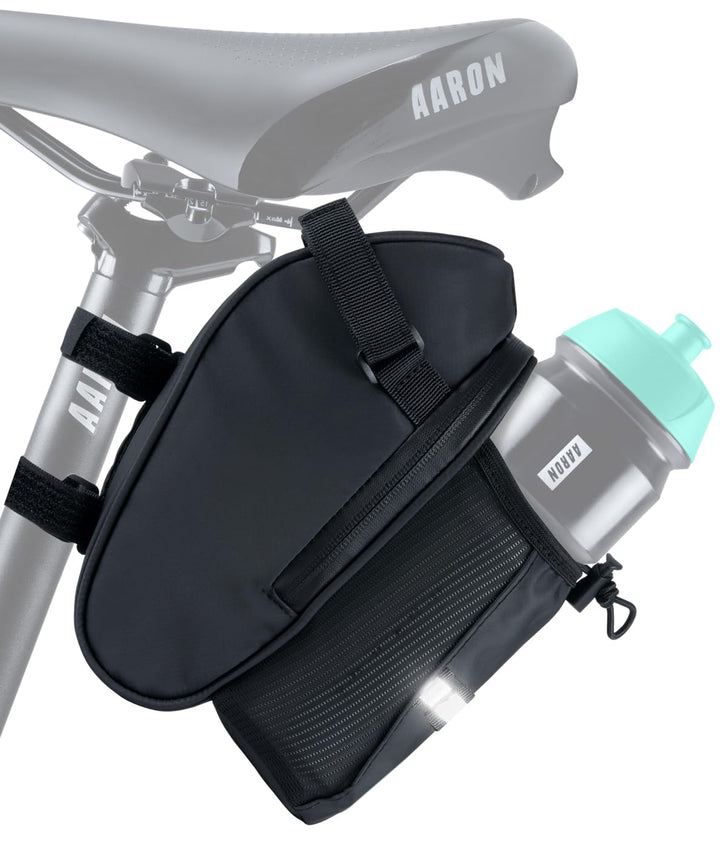 AARON Fahrrad Satteltasche mit Flaschenhalter, Wasserabweisende Fahrradtasche mit Reflektor, Sattelt