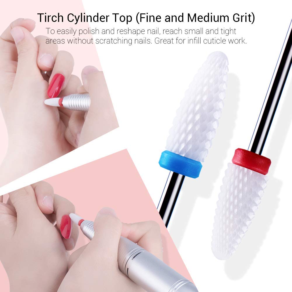 MelodySusie 7x Premium Keramik Bits Set Professioneller Schleifkörper Schleifkopf Nagelfräser Aufsät