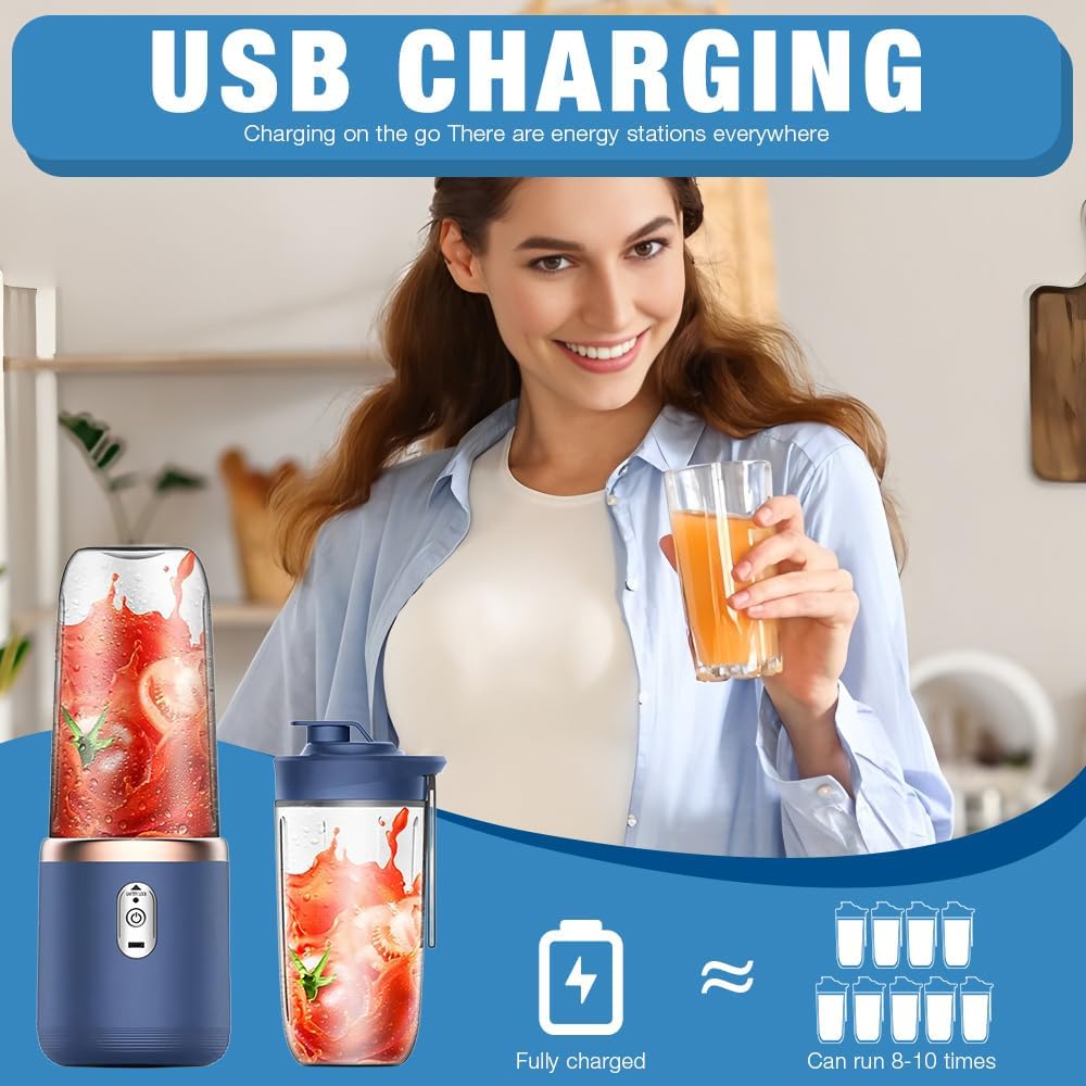Tragbarer Mixer, 400ml Mixer Smoothie Maker to Go mit Digitalanzeige, Portabler Elektrischer Saftpre