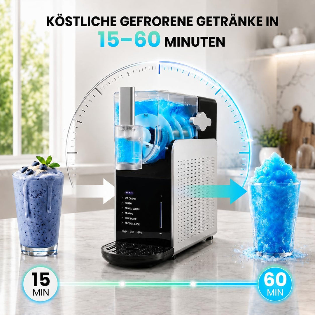 Slush-Maschine – Slush Puppy Maschine 1,6L, 6 Programme, Granita Maschine für Eiskaltgetränke, Timer