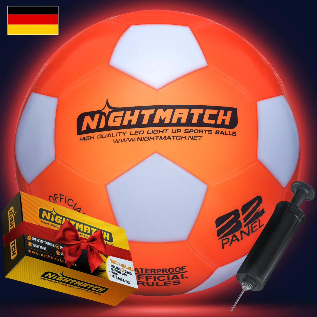 NIGHTMATCH Offizielle Grösse 5 Wasserbeständig LED Leuchtfussball - Leuchtender Fussball für Nachtsp
