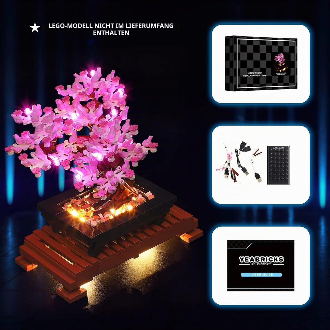 YEABRICKS LED Licht für Lego-10281 Creator Expert Bonsai Tree(Pink) Bausteine Modell (Lego Set Nicht
