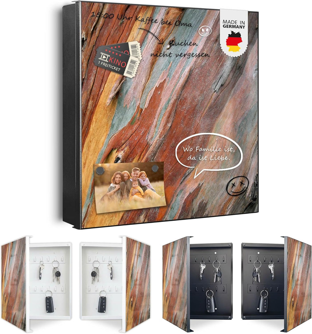 banjado Grosser Schlüsselkasten Glas - Schlüsselbox 30x30cm mit 50 Haken - Schlüsselkasten modern fü