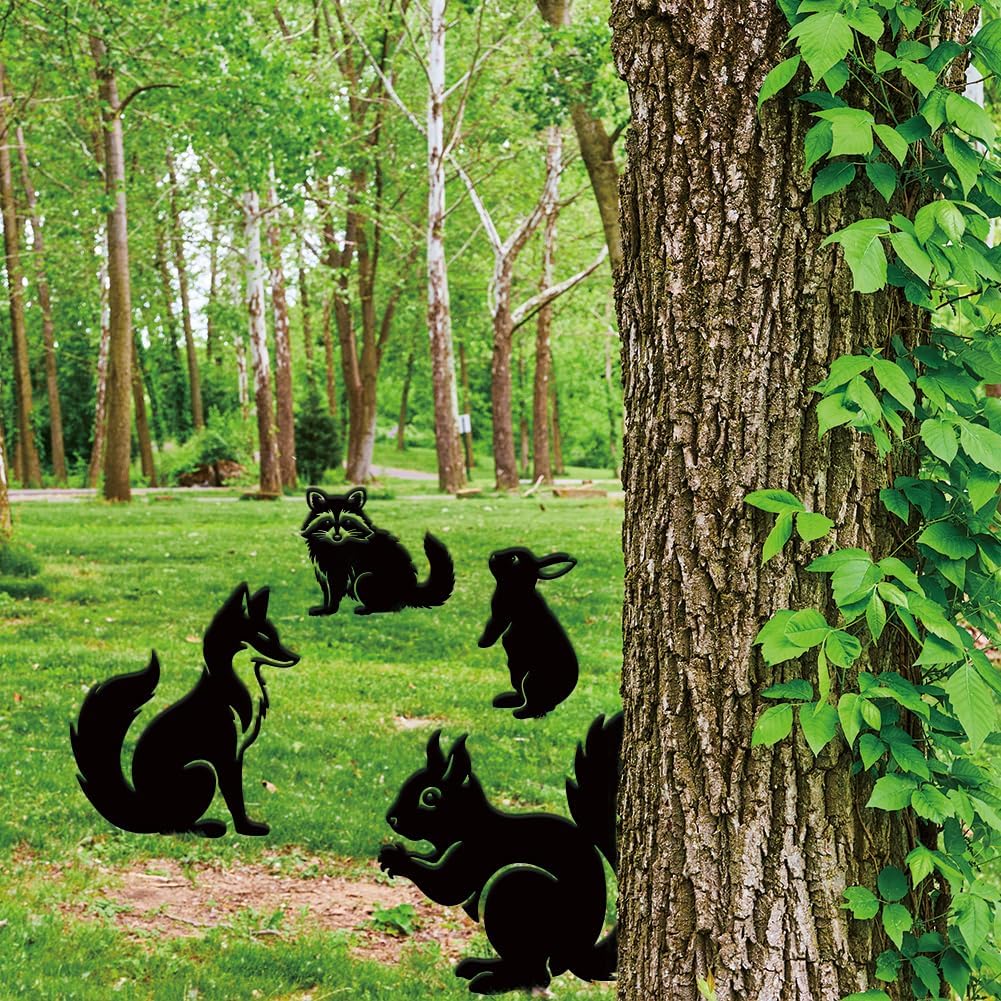 SUPERDANT 4 STK Metall Tiere Gartendekoration Gartenornament Draussen Schwarze Gartenstecker Aussend