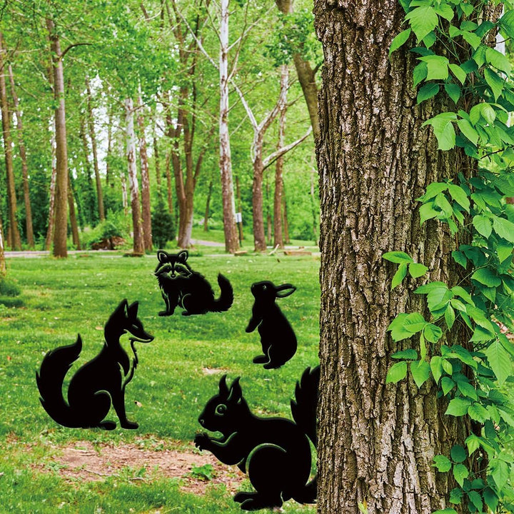 SUPERDANT 4 STK Metall Tiere Gartendekoration Gartenornament Draussen Schwarze Gartenstecker Aussend