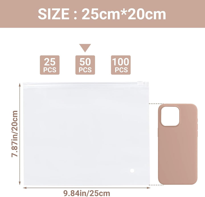 Kleiderbeutel, 50 Stück 25 * 20cm Zip Beutel Kleidung, Wiederverschliessbare Beutel für Kleidung, Bi