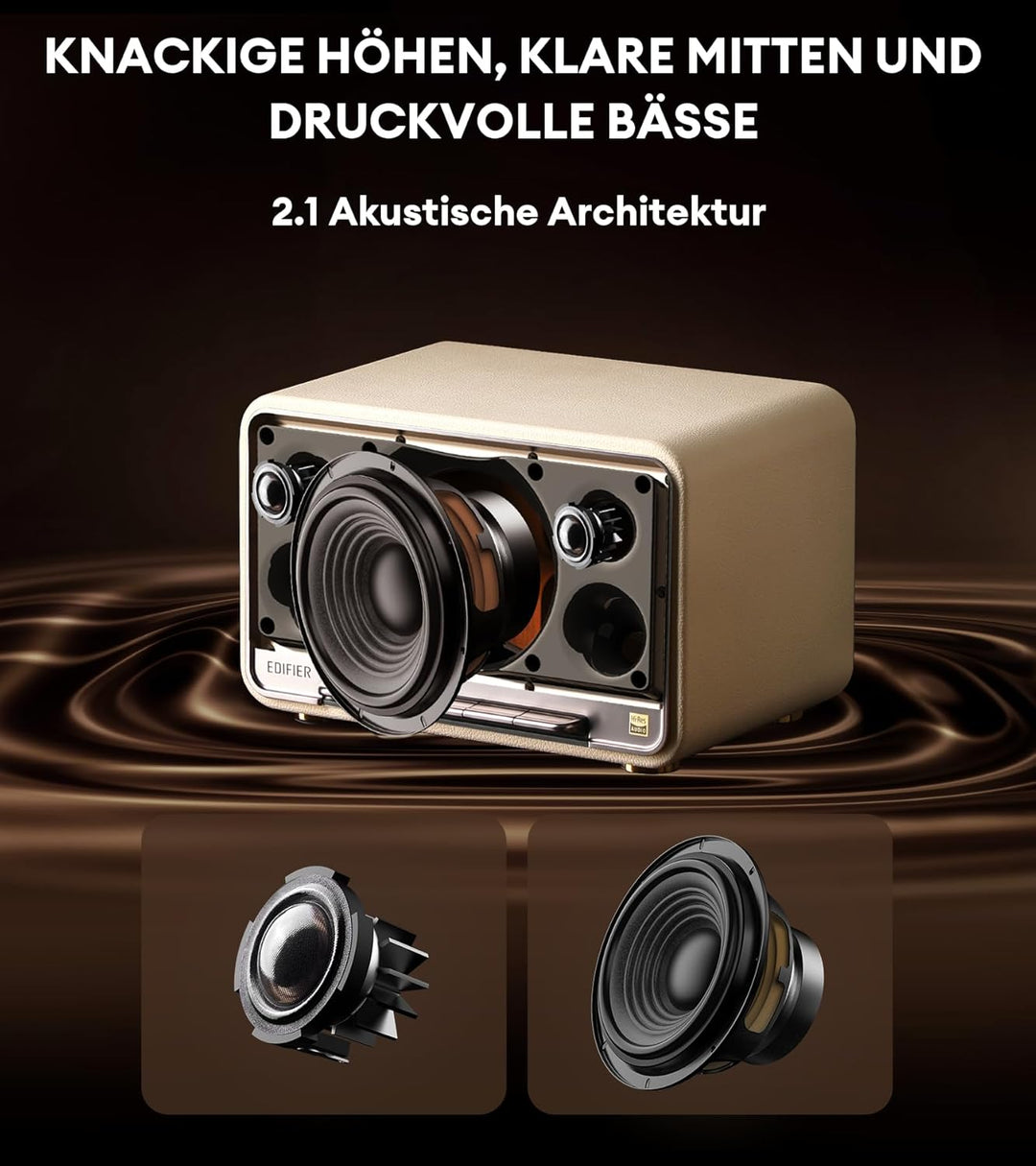 EDIFIER D32 Wireless Speaker, Hi-Res Audio, LDACAACALAC, Bluetooth V5.3, 60W(RMS), 2.1 Akustik Archi