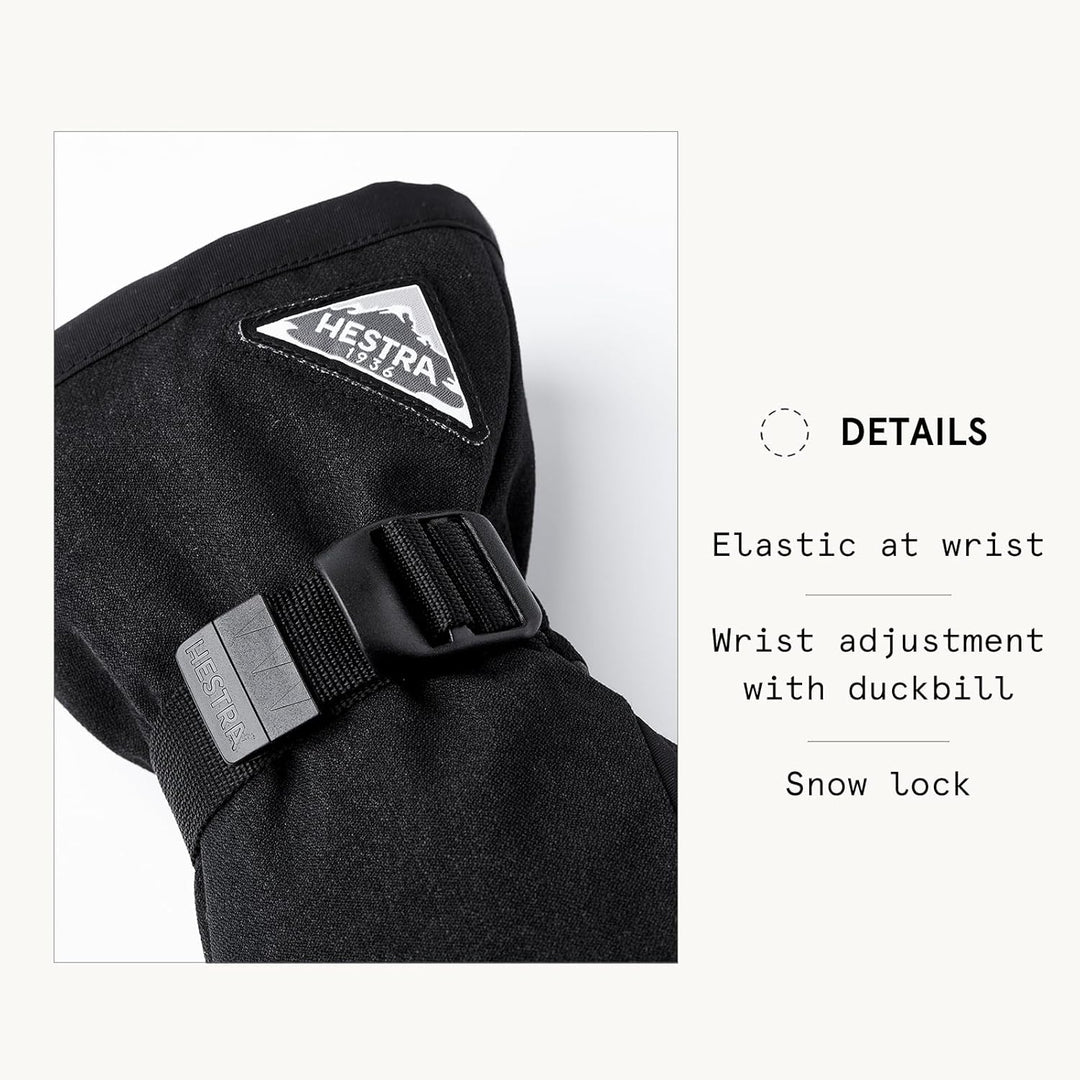 Hestra Unisex Puderhandschuh I Leder Fäustlinge für den Alltag Winter und Alpin Skifahren Schwarz 11