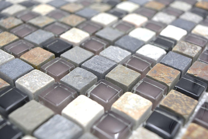 Mosaik Quadrat Crystal/Stein mix Glasmosaik Transluzent Transparent 3D, Mosaikstein Format: 15x15x8