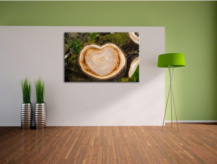 Pixxprint Jahresringe am Baumstamm als Leinwandbild/Grösse: 100x70 cm/Wandbild/Kunstdruck/fertig bes