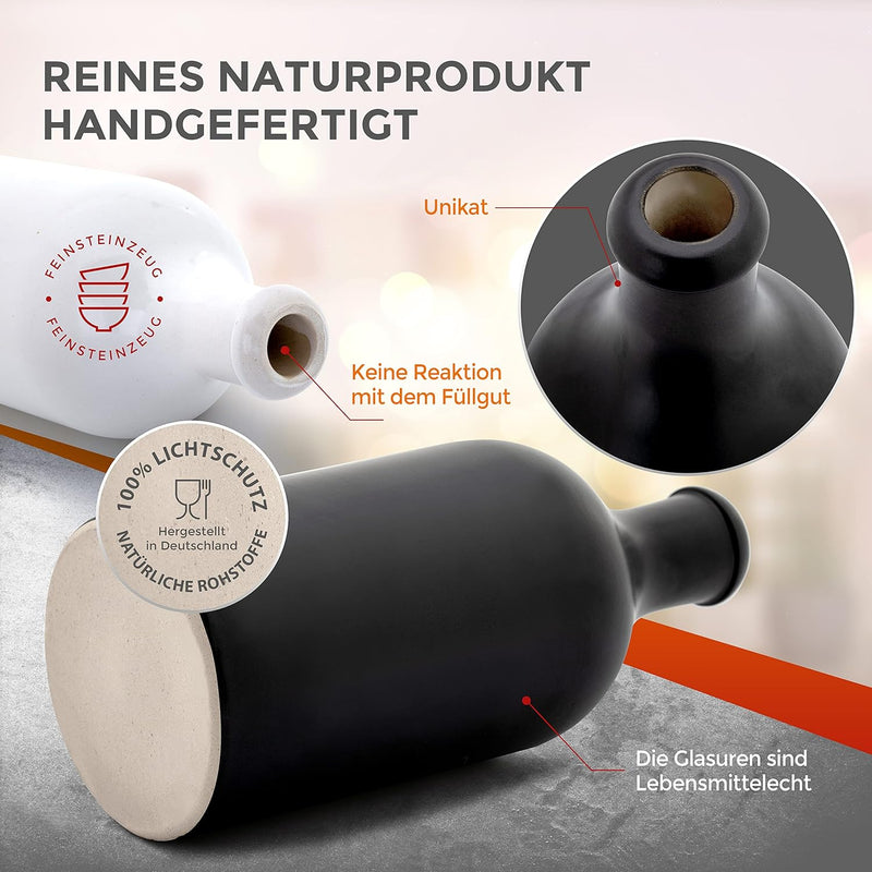 Kaminfix Essig & Öl Spender - Flasche mit Ausgiesser, 2er Geschenkset für Feinschmecker handgefertig