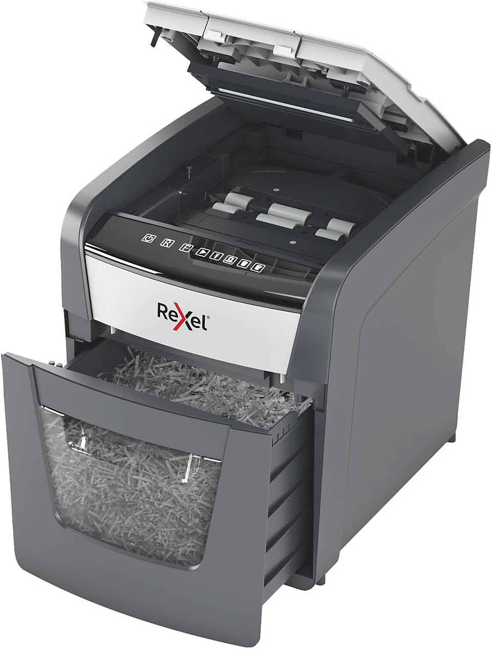 Rexel Optimum AutoFeed+ 50X Automatischer Aktenvernichter CH, 50 Blatt, Sicherheitsstufe P4, Partike