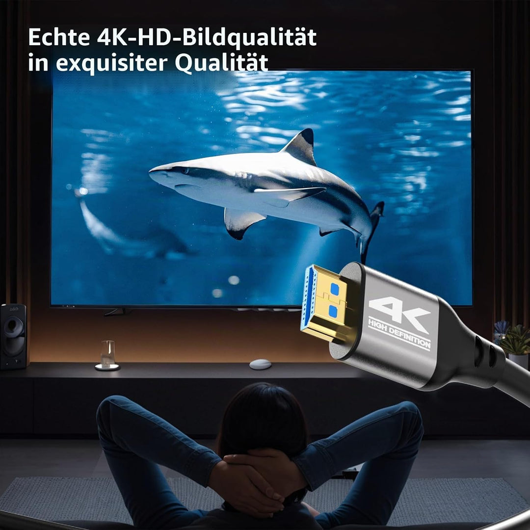 4K HDMI Kabel 25M (4K@60Hz 18 Gbit/s) Full HD1080p, 3D,Dynamic HDR, Dolby Atmos,High Speed mit Ether