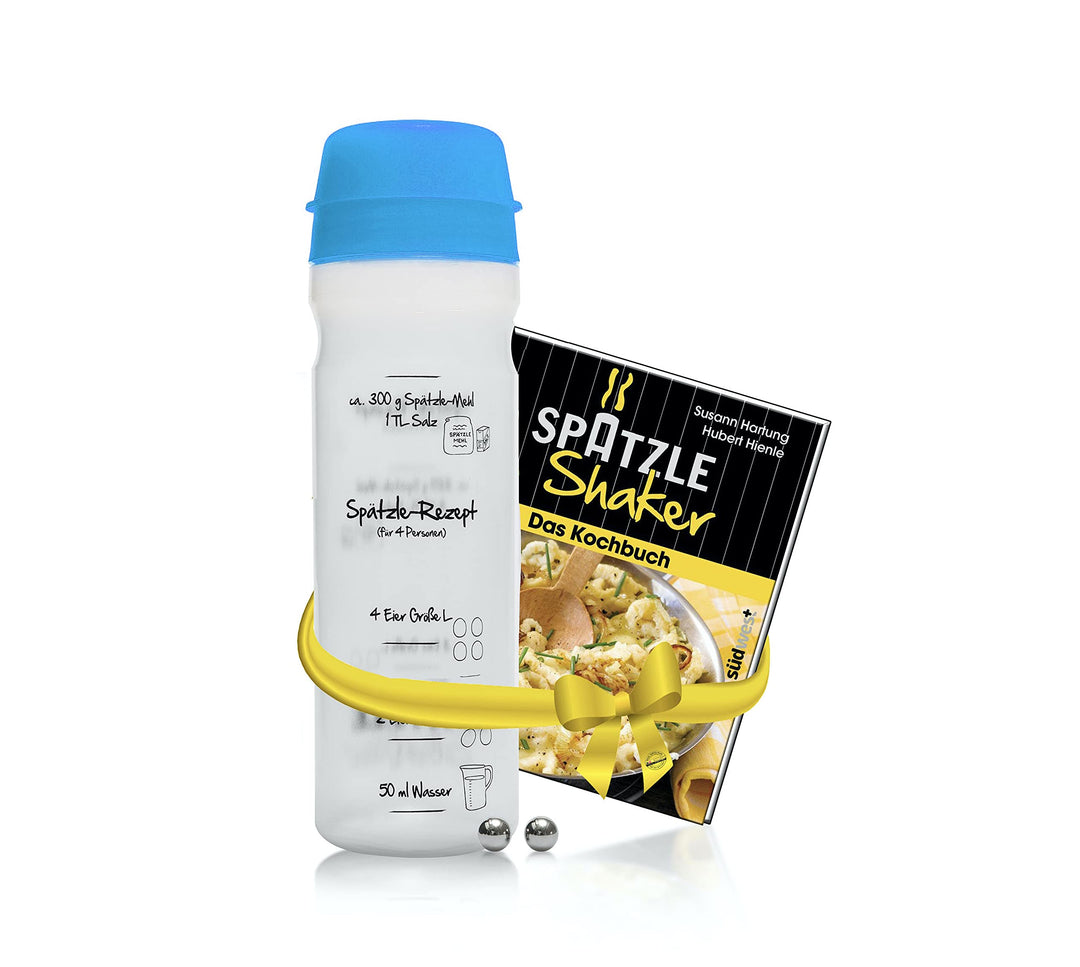 Set für Spätzle: Spätzle-Shaker (BLAU) für 4 Portionen Spätzle (875ml) Das patentierte Original Made