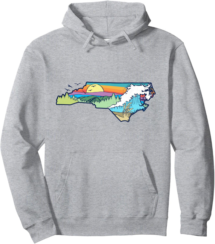 North Carolina Outdoors Retro Nature Lover Graphic Pullover Hoodie
