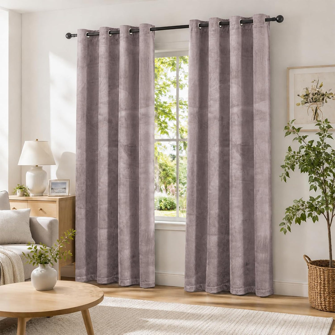 YSTELLAA Gardinen Samt 2er Set, 140×160 cm, Verdunklungsvorhänge Mit Ösen, Vorhang Blickdicht Wohnzi