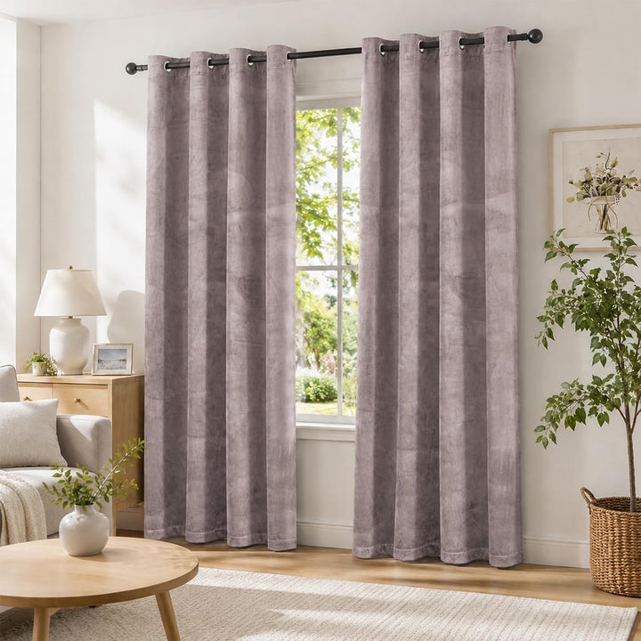 YSTELLAA Gardinen Samt 2er Set, 140×160 cm, Verdunklungsvorhänge Mit Ösen, Vorhang Blickdicht Wohnzi