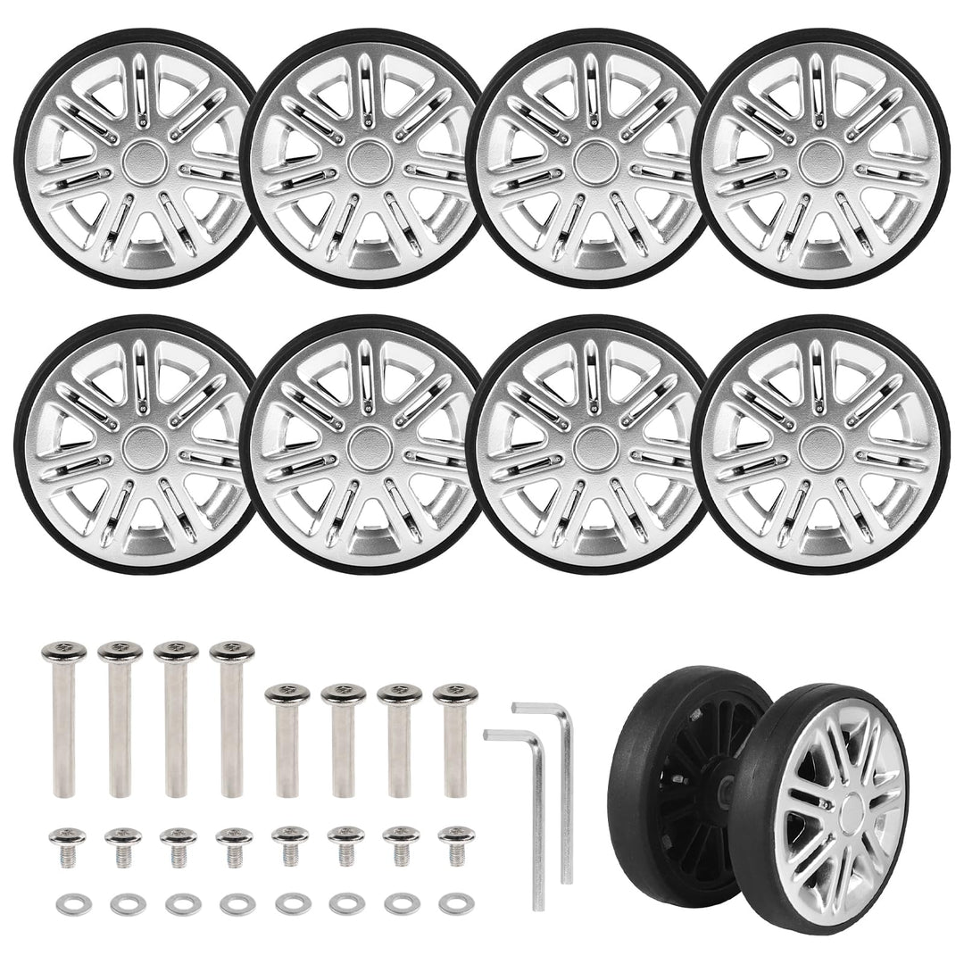 EXLECO 8 pcs Koffer Ersatzrollen 60mm x 12mm, Kofferrollen Ersatzrollen für Gepäck mit Doppelrollen,