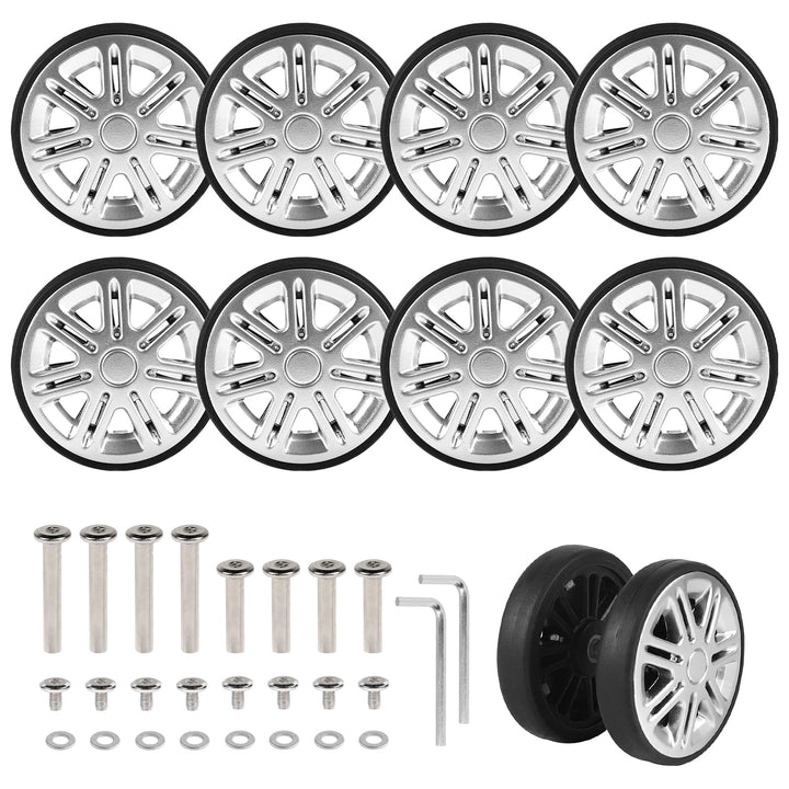 EXLECO 8 pcs Koffer Ersatzrollen 60mm x 12mm, Kofferrollen Ersatzrollen für Gepäck mit Doppelrollen,