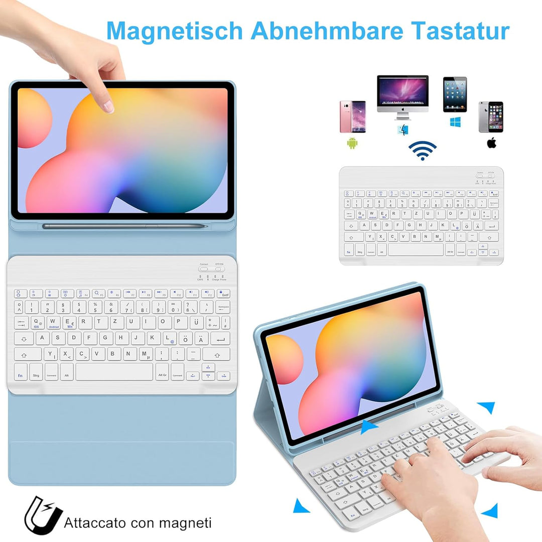 IVEOPPE Tastatur für Samsung Galaxy Tab S6 Lite 2024, Hülle mit Tastatur Galaxy Tab S6, Bluetooth Ma