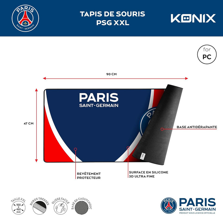 Konix PSG Gaming-Mauspad XXL 90 x 46 cm - Ultradünne 3D-Silikon-Oberfläche - rutschfeste Gummibasis
