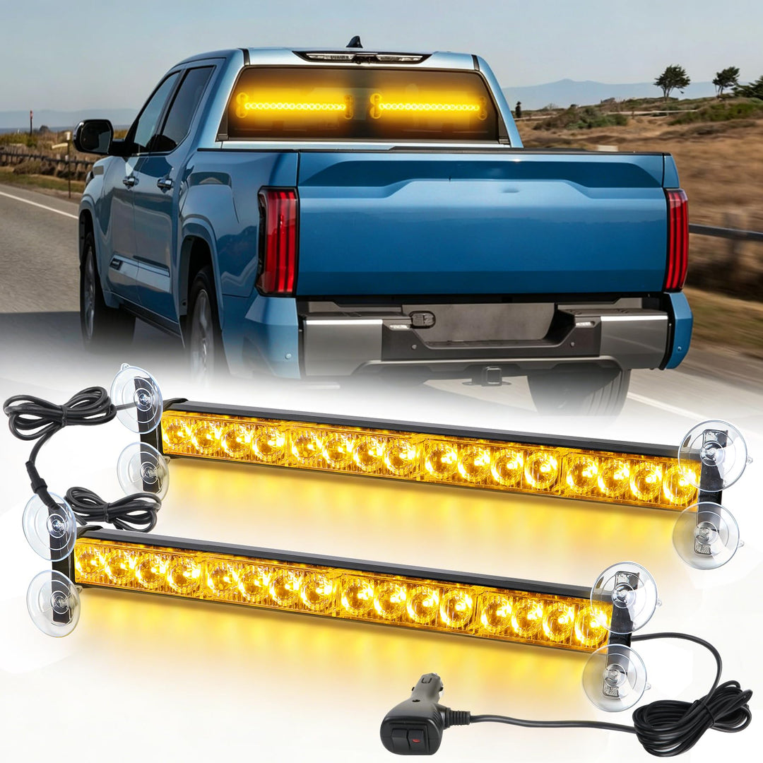 ROUTEKING 12V/24V Warnleuchte 32 LED Frontblitzer - 23 Modi Blitzleuchte 2x42.6cm Starker Rundumleuc