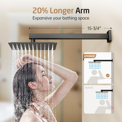 KES Unterputz Duscharmatur Set Duschkopf Regendusche Schwarz 3 Funktionen mit Handbrause Duschschlau