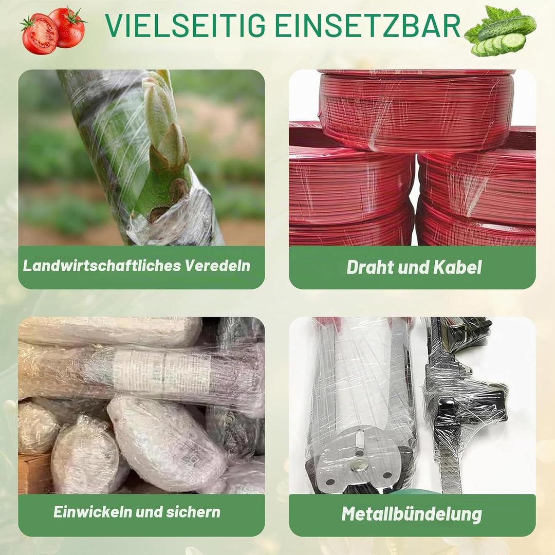 4 Rollen Pfropfband, 120M x 2CM, dehnbares Baumpfropfband, Pflanzenreparaturband, für Knospen, Pflan