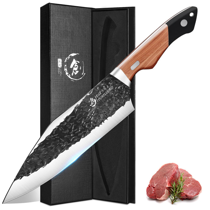PURPLEBIRD Küchenmesser Schmieden, Kochmesser Profi Messer, Fleischermesser mit Ergonomischem Griff,