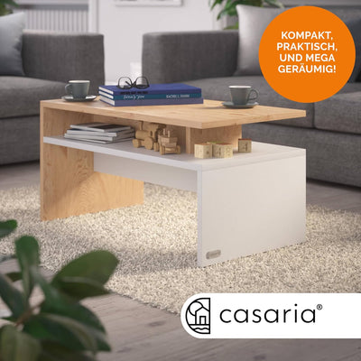 Casaria® Couchtisch mit Ablage Stauraum 92x51x48 cm Kratzfest Holz 50kg Belastbarkeit Modern Gross W