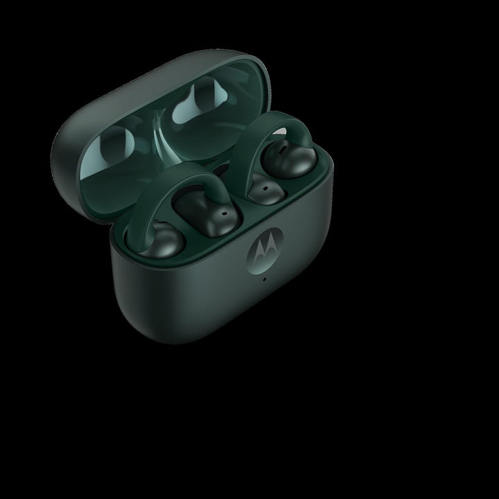Buds Loop Motorrad-Kopfhörer, Farbe Pantone Trekking Grün, Open-Ear-Design, Integration mit Smartpho