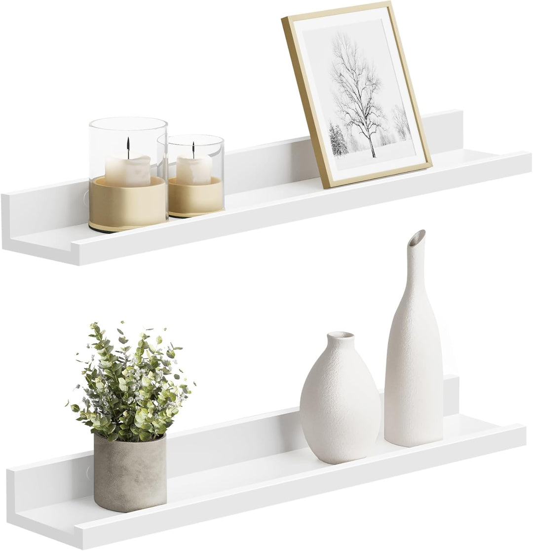 SONGMICS Wandregal, 2er Set, Schweberegale mit Hochglanzlackierung, 10 x 60 cm, Wandboard für Bilder