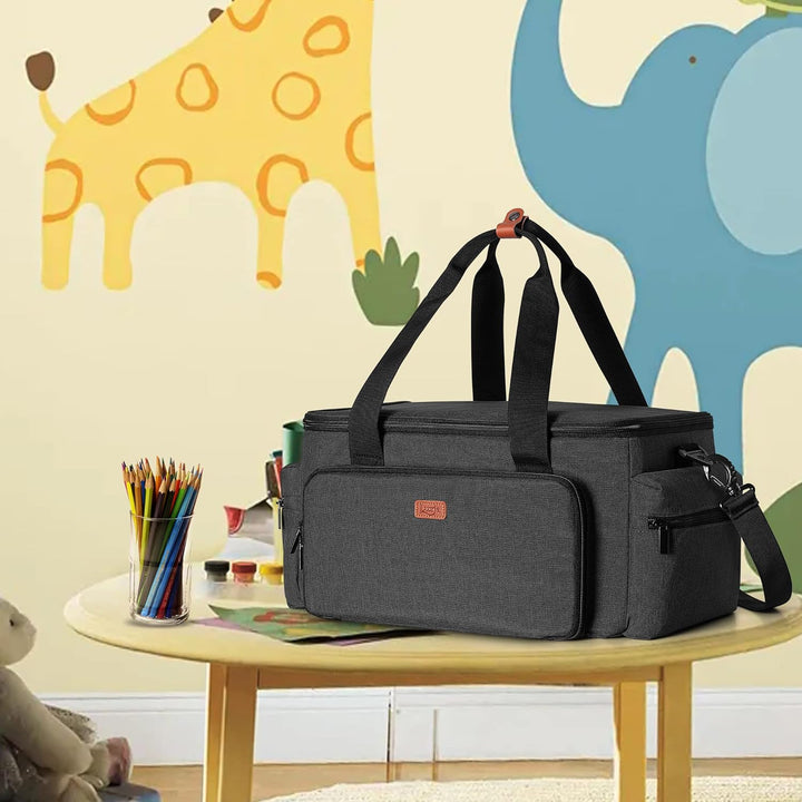 Luxja Nähen Organizer Tasche für Nähzubehör und Nähmaschine Zubehör, NUR Tasche, OHNE ZUBEHÖR Schwar