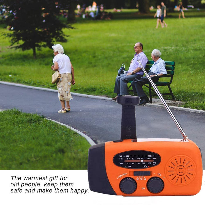 Solar Radio, Tragbar Kurbelradio Dynamo Radio mit AM/FM, Notfall Radio mit Kurbel, 2000mAh Wiederauf