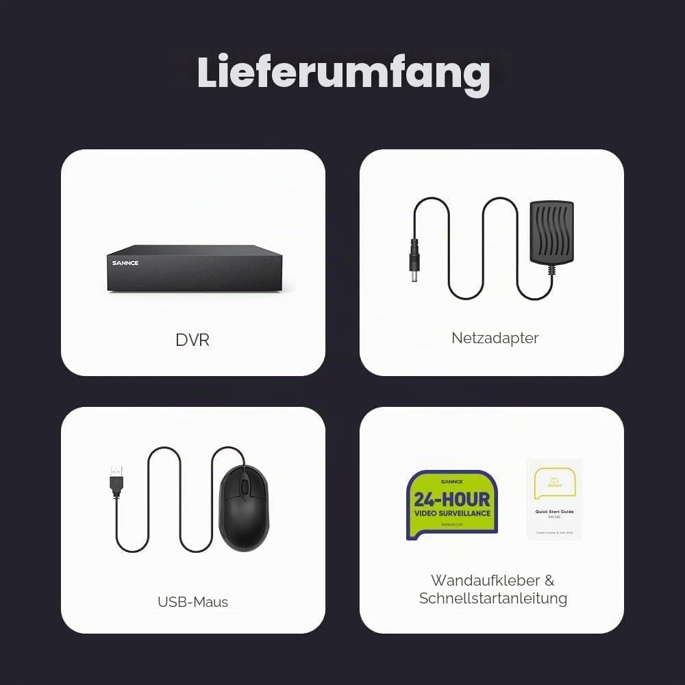 SANNCE 8CH 1080P DVR Recorder CCTV Sicherheitssystem Digitales Video H.264 HDMI Unterstützung Audio