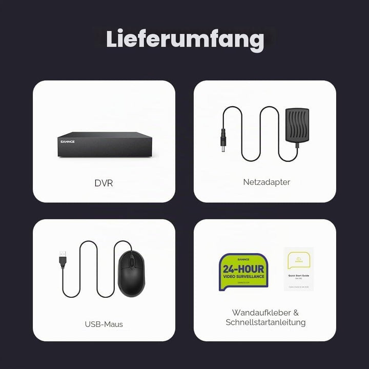 SANNCE 8CH 1080P DVR Recorder CCTV Sicherheitssystem Digitales Video H.264 HDMI Unterstützung Audio