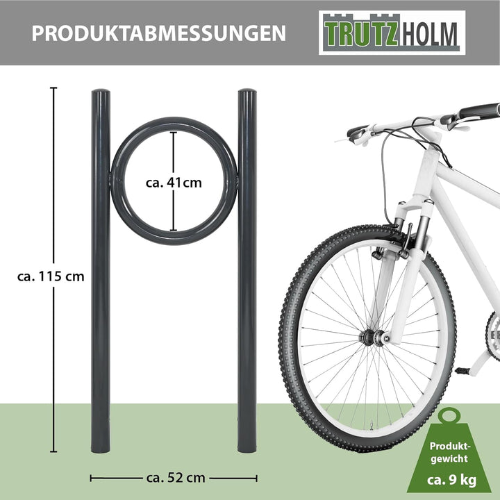 TRUTZHOLM Fahrradanlehnbügel 115 x 52 cm Stahl pulverbeschichtet Rohrdurchmesser Ø 60 mm Fahrradstän