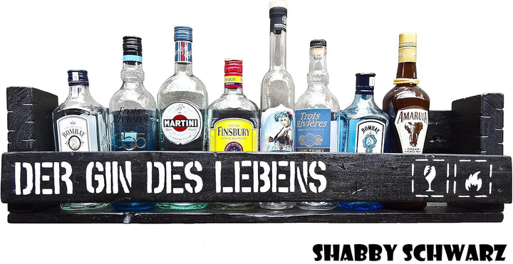 " Nach mir die Ginflut" SHaBBY ViNTaGe PaLeTTeNReGaL (HxLxT: 23x8ox9,5cm) Ginregal Wandbar Barelemen
