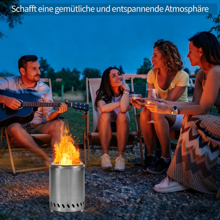 Rauchfreie Feuerschale 18cm Edelstahl – Tischkamin Outdoor für Garten & Balkon, Mini Feuerkorb für B